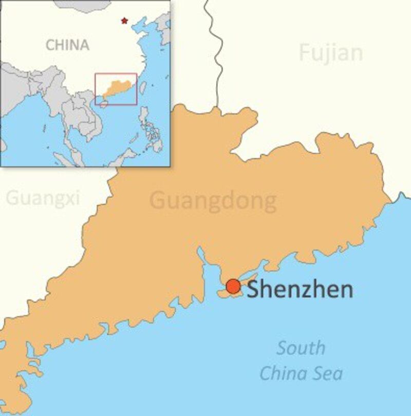 Map of Shenzhen in Guangdong