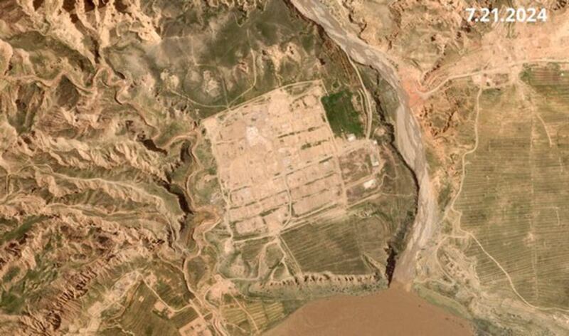 A satellite image shows the destruction of Atsok Gon Dechen Choekhorling Monastery in Dragkar county, Tsolho Tibetan Autonomous Prefecture, in western China's Qinghai province, July 21, 2024. (PlanetLabs)