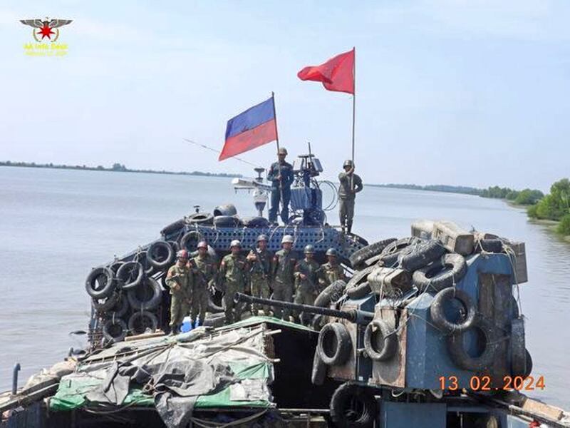 AA troops seized a vessel of Myanmar junta in a naval battle in Rakhine state on February 13, 2024. (AA Info Desk)