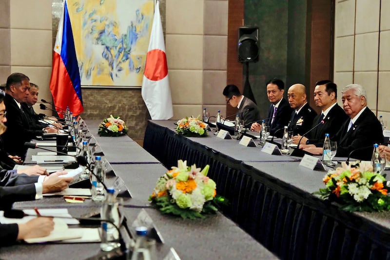 Philippine and Japanese representatives start their talks during the Philippines-Japan Bilateral Defense Ministerial meeting at Makati City, Metro Manila, Feb. 24, 2025.