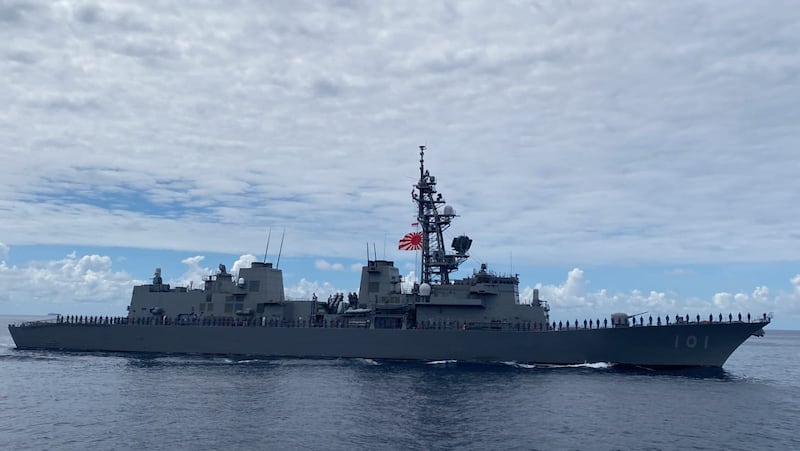 Japan Maritime Self-Defense Force warship JS Murasame DD-101 in the waters north of Tanjung Berakit, March 30, 2024.