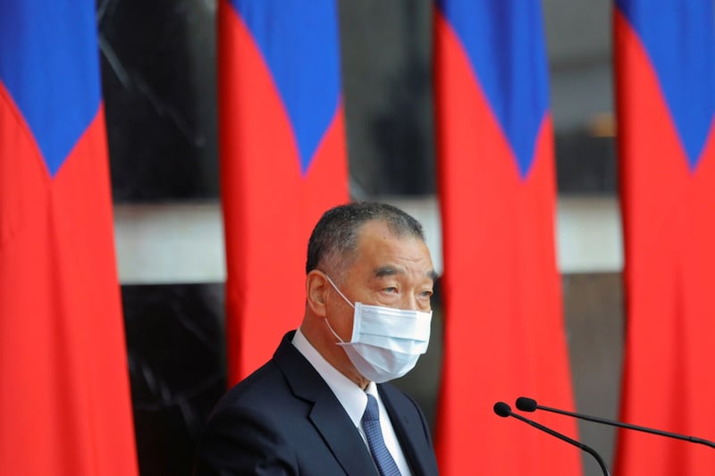 A file photo showing Taiwan Defence Minister Chiu Kuo-cheng speaking at a rank conferral ceremony for military officials from the Army, Navy and Air Force, at the defence ministry in Taipei, Taiwan Dec. 28, 2021. Credit: Reuters