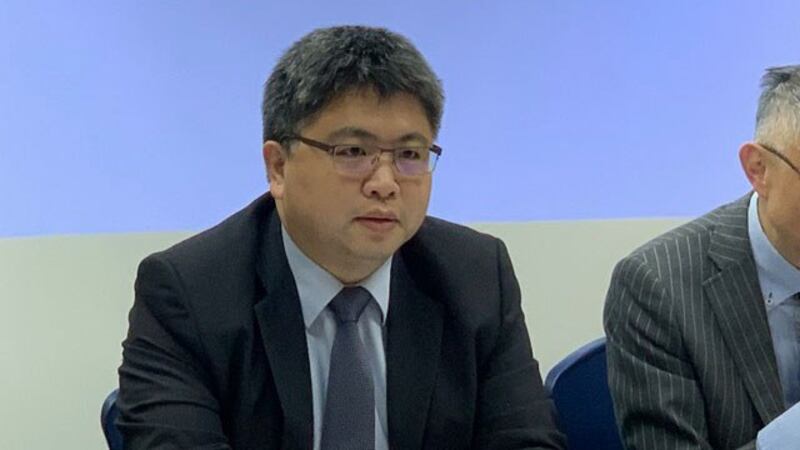 台湾国际法学会副秘书长林廷辉呼吁北京当局把握机会之窗。(记者 黄春梅摄)