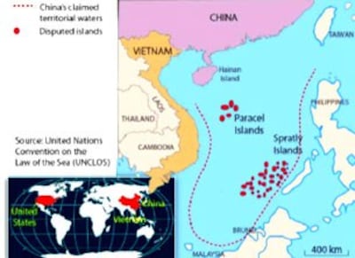 "Vùng lưỡi bò" trên biển Đông do Trung Quốc đưa ra bao gồm gần hết Biển Đông. Source UNCLOS