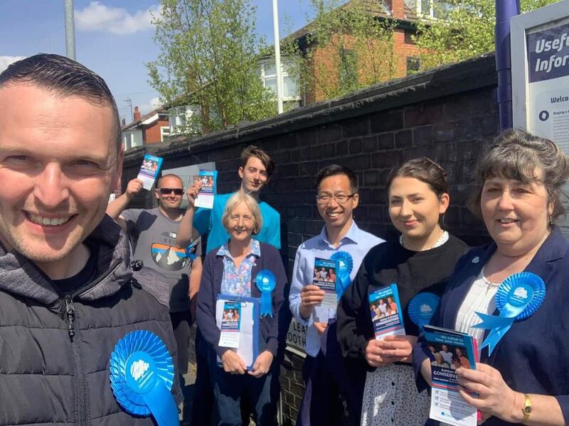 Timothy Cho (3rd from right) campaigning prior to the 2022 UK local elections. Photo: Timothy Cho