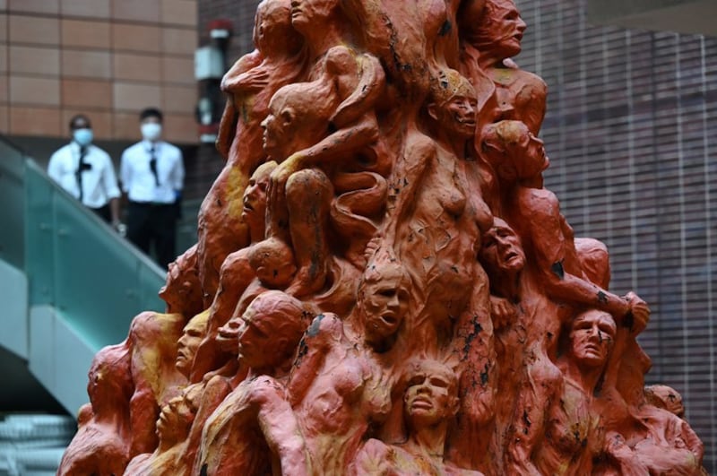 The Pillar of Shame memorial to victims of the 1989 Tiananmen Square massacre in Beijing is shown at the University of Hong Kong in a May 2021 photo. Credit: AFP.