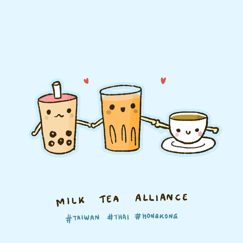 Internet meme that describes the "Milk Tea Alliance" of activists in Thailand, Hong Kong and Taiwan challenging China and other authoritarian regimes.