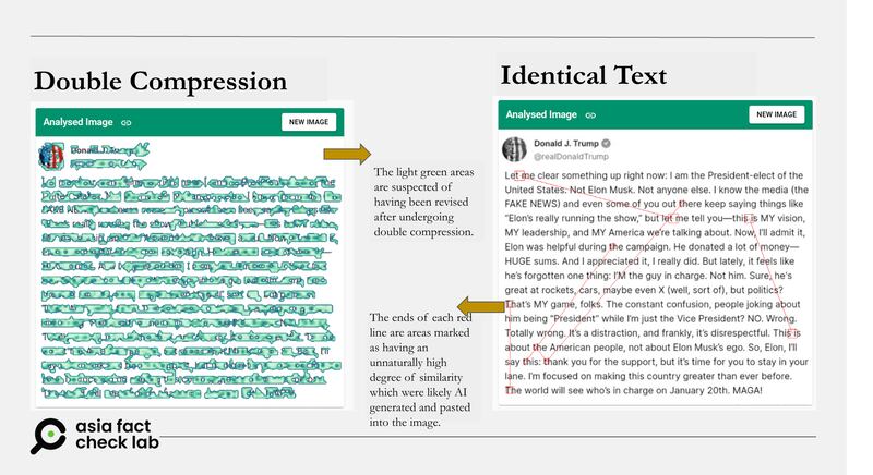 InVID’s analysis shows a high likelihood that the screenshot was a composite image.