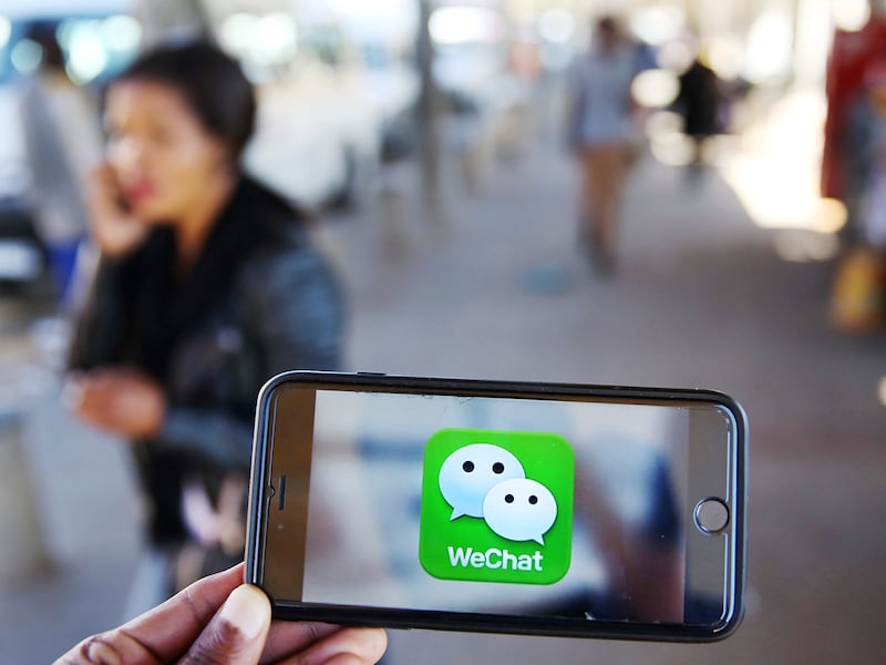 The WeChat logo is displayed on a mobile phone,  July 21, 2016.