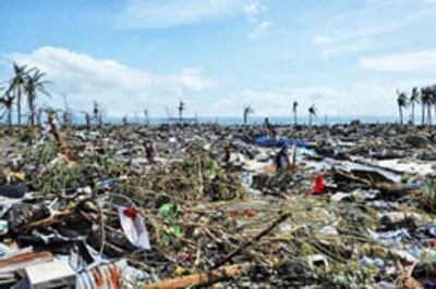 Toàn bộ nhà cửa vùng ven biển Tacloban đã bị trận bão Haiyan san bằng ngày 10 tháng 11, 2013