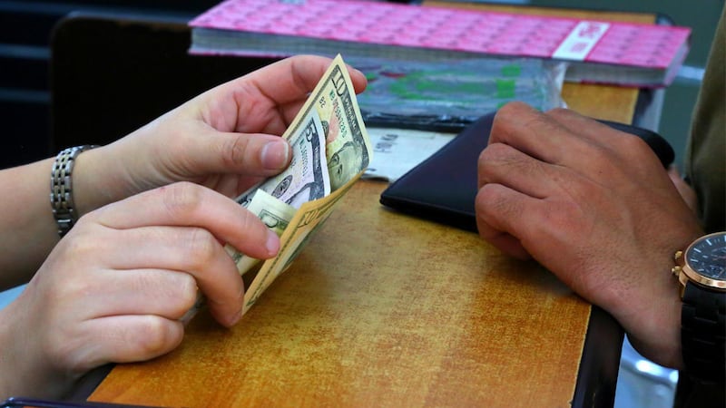 A forex counter is seen in downtown Yangon, Myanmar, March 10, 2022. (RFA)