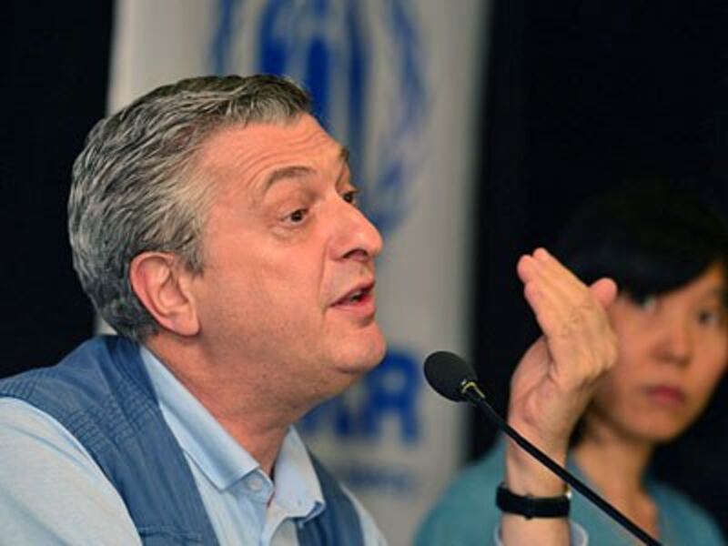 Filippo Grandi, the United Nations high commissioner for refugees, speaks at a press conference in Dhaka, Bangladesh, July 10, 2017.