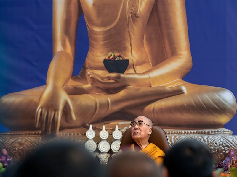 Tibetan spiritual leader the Dalai Lama participates in an event at the Kirti Monastery in Dharmsala, India, Dec. 7, 2019.