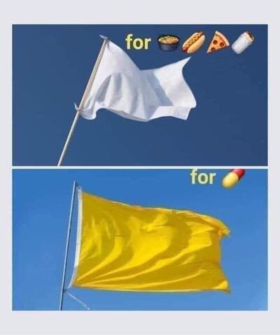 An image instructing residents how to use flags to request donations. COVID-19 True Information Myanmar Facebook page