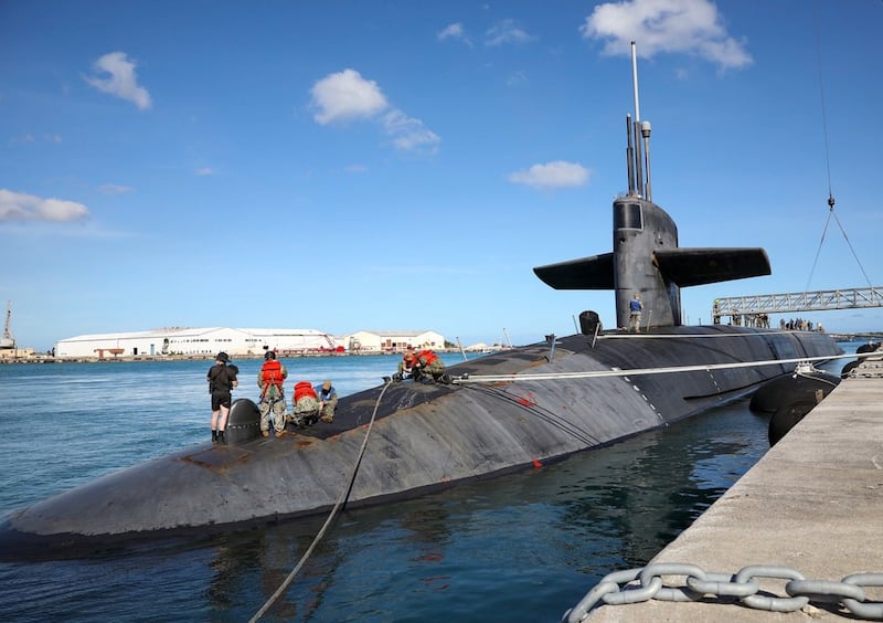 U.S. Navy ballistic-missile submarine USS Nevada (SSBN 733) arrives at Naval Base Guam, Jan. 15, 2022. Credit: U.S. Navy