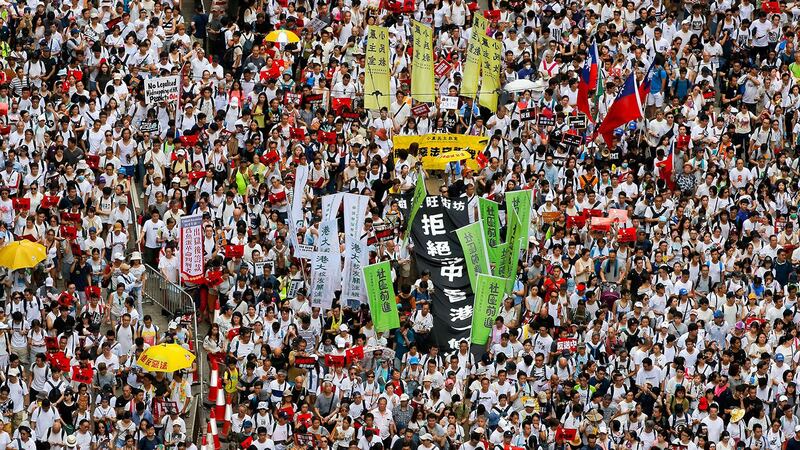 香港民阵在反送中期间组织多次集会。(美联社)