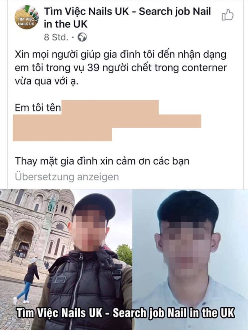 Đoạn tìm người mất tích là anh NĐL trên một group của Facebook