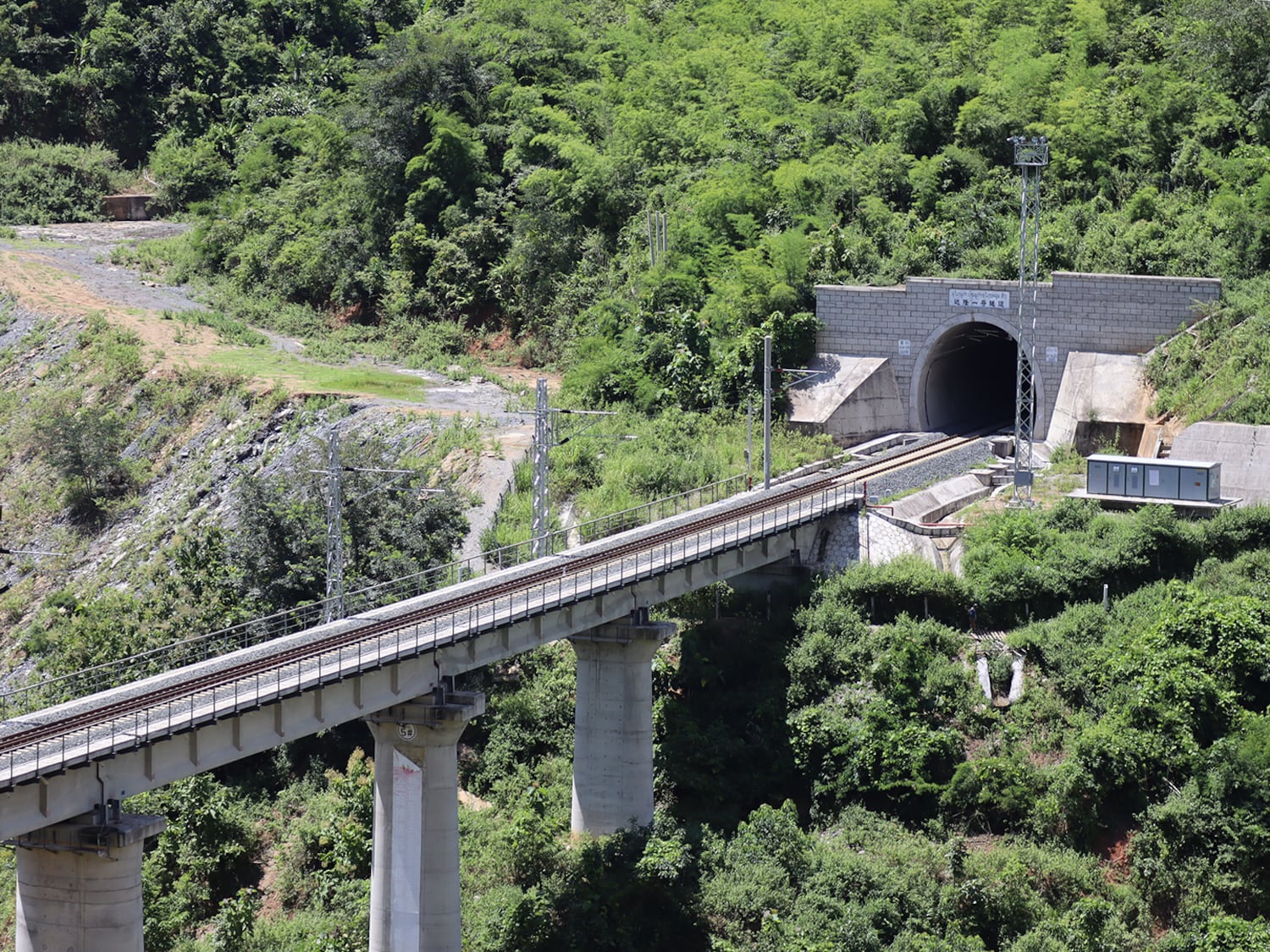 A bridge on the Laos-China railway in Luang Prabang province, Laos, Sept, 2023.