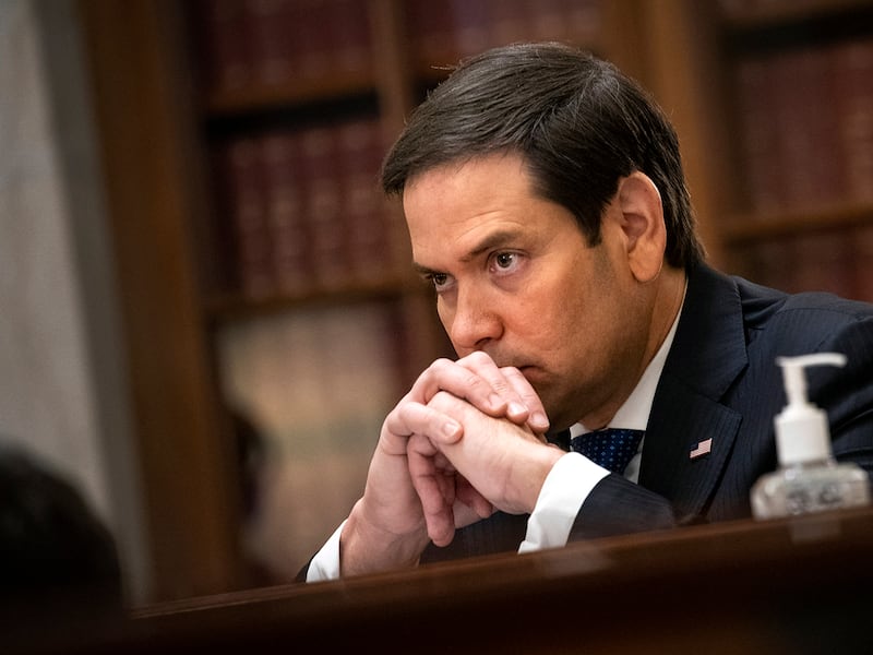 Sen. Marco Rubio participates in a hearing on Capitol Hill in Washington, June 10, 2020.