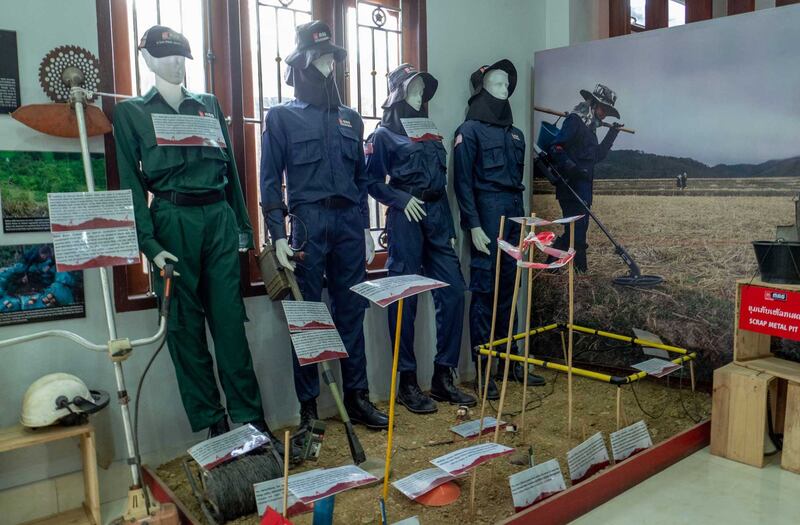 Deactivated ordnance and a display of ordnance disposal work are seen at the visitor center run by MAG International in Xieng Khouang, northeastern Laos, June 27, 2023. Credit: Tran Viet Duc/RFA