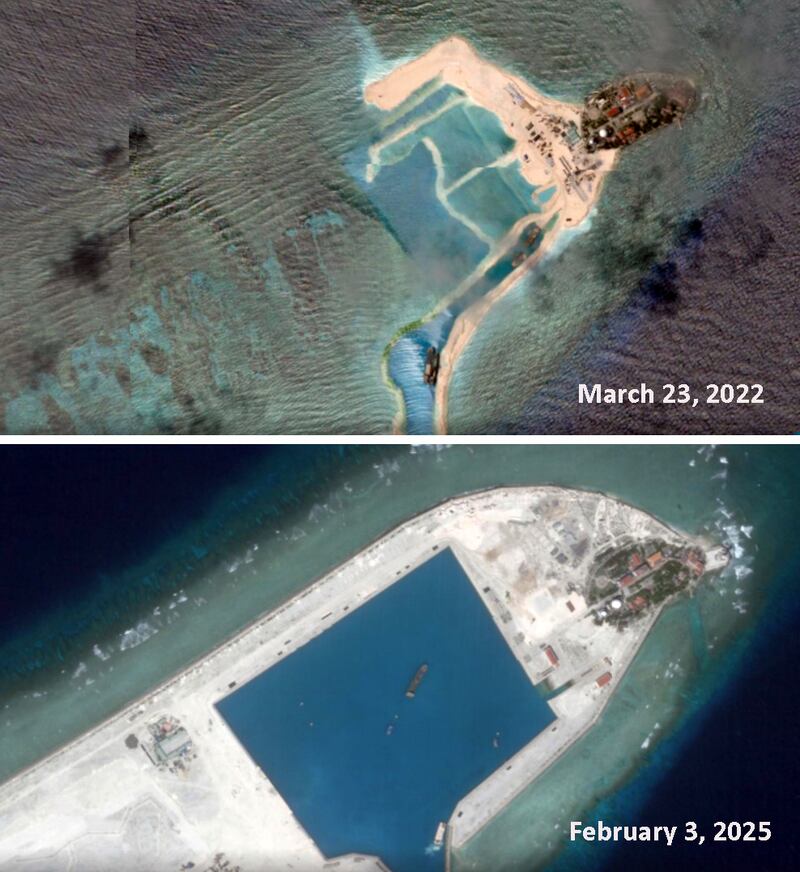 Pearson Reef on March 23, 2022 and Feb. 3, 2025.