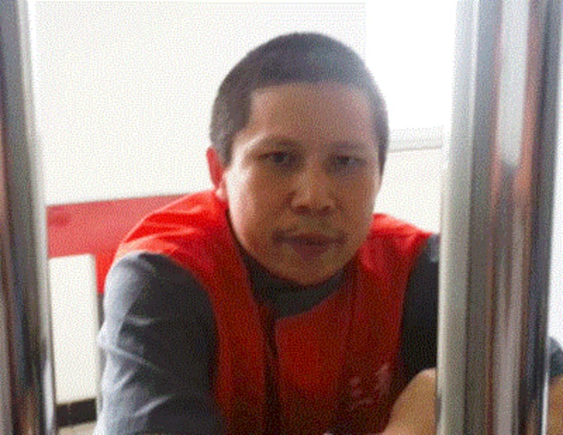 Xu Zhiyong speaks from behind bars at the Beijing No. 3 Detention Center in a screen grab from an undated video posted online on Aug. 7, 2013. Photo courtesy of a rights activist.