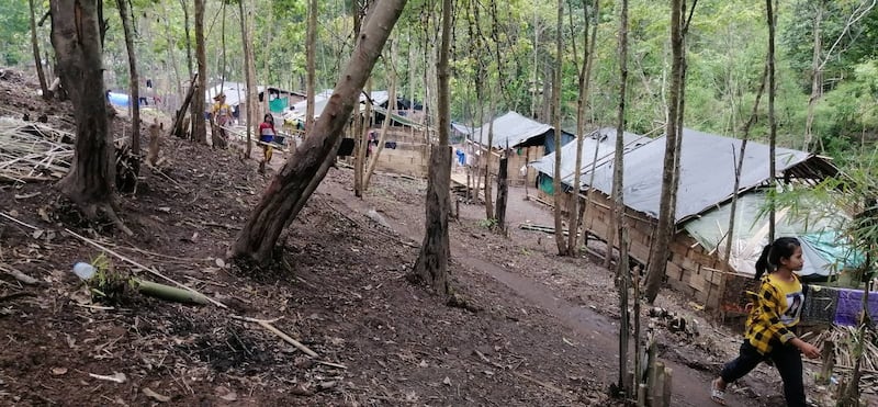 A temporary IDP camp in a KNPP-controlled area of Kayah State, near the border with Thailand, July 15, 2021. RFA