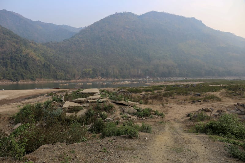 A general view of the future site of the Luang Prabang dam is seen on the Mekong River in Luang Prabang province, Laos, Feb. 5, 2020.