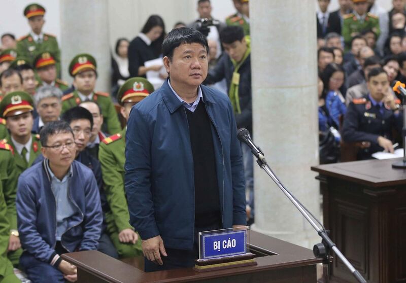 Hình minh họa. Cựu Ủy viên Bộ Chính trị Đinh La Thăng tại phiên tòa ở Hà Nội hôm 8/1/2018