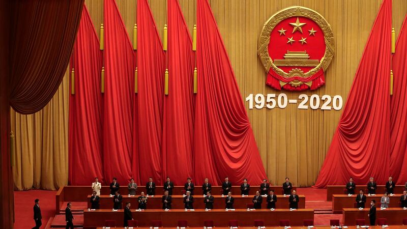 2020年10月22日，中国举行纪念朝鲜战争70周年活动。（美联社）