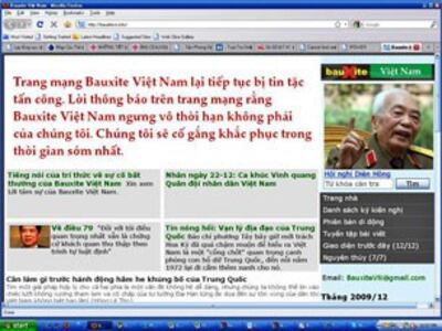 Trang web bauxite Vietnam bị đánh sập