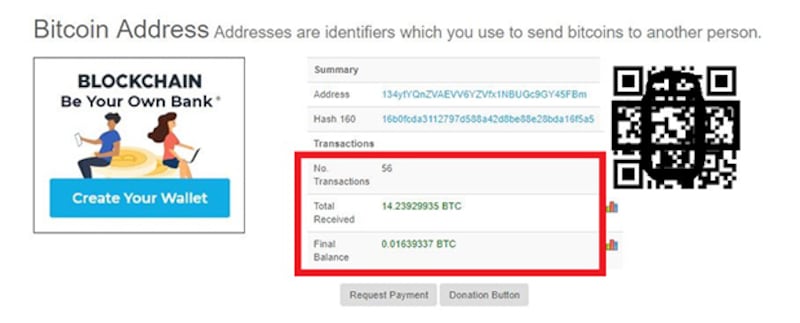 자유조선'이 가상화폐의 일종인 비트코인(bitcoin)으로 모금하는 후원금 계좌를 자유아시아방송(RFA)이 19일 확인한 결과, 지난 2017년 3월8일부터 현재까지 총 약 14.23비트코인(BTC), 즉 미화 5만6천여 달러를 모금한 것으로 확인됐다. 