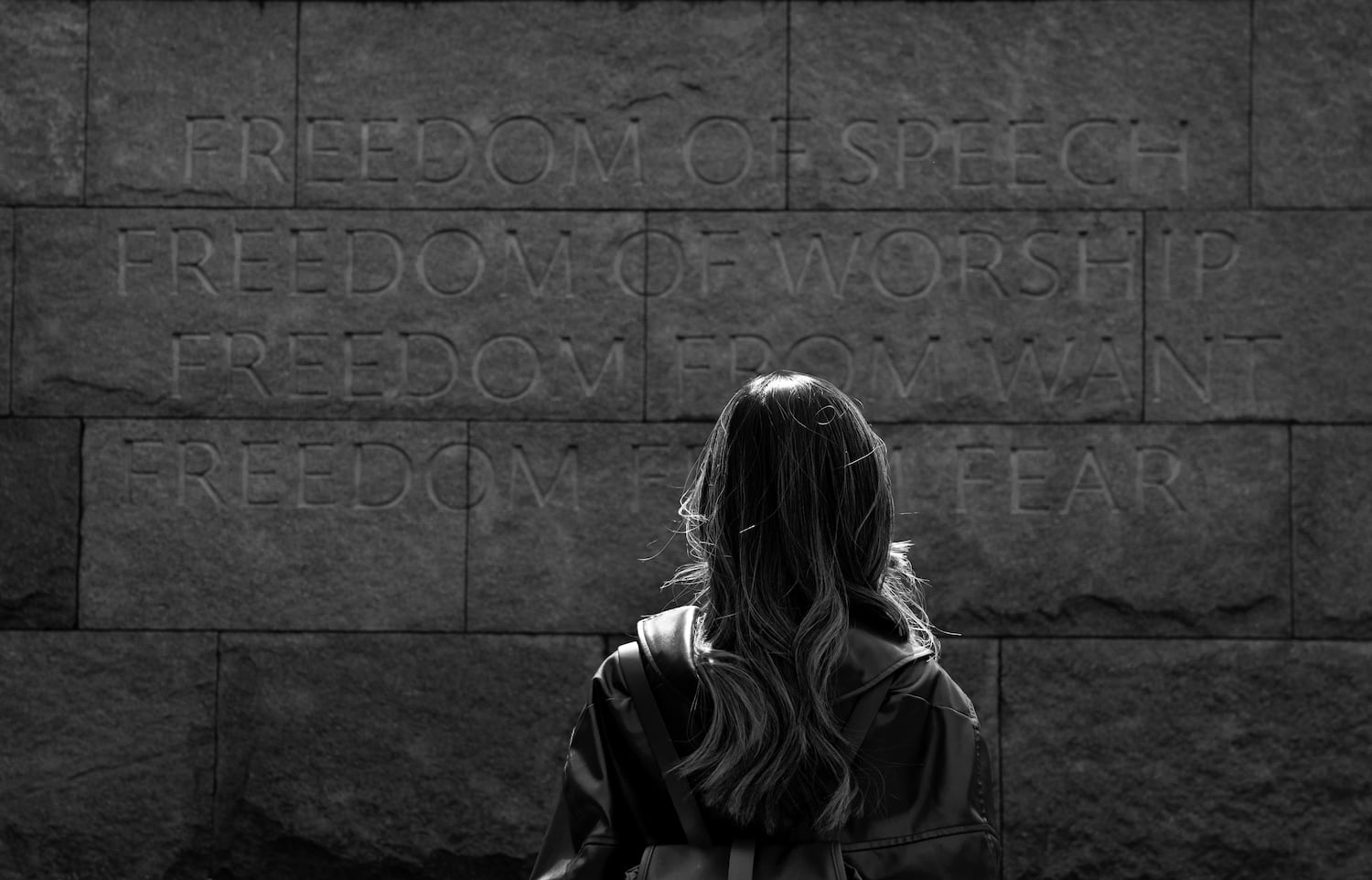 Huen Lam visits the Franklin Delano Roosevelt Memorial in Washington, D.C., March 30, 2024.