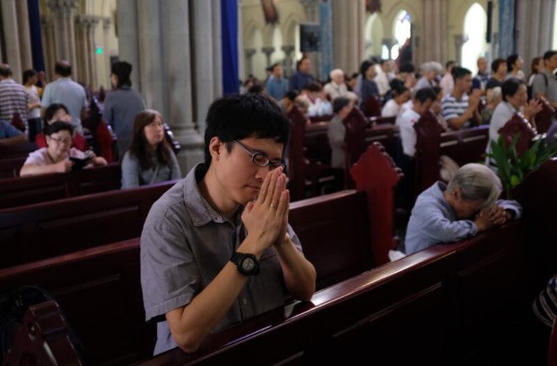 中国从中梵主教任命临时协议获得最大利益是地下教会台面化便于管理和掌握。图为上海一处天主堂。(法新社)