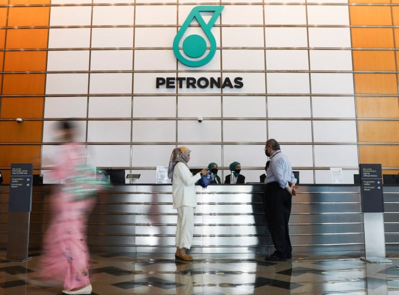 A logo of Petronas is seen at the Malaysian state-owned oil firm's office in Kuala Lumpur, April 27, 2022. Credit: Reuters.