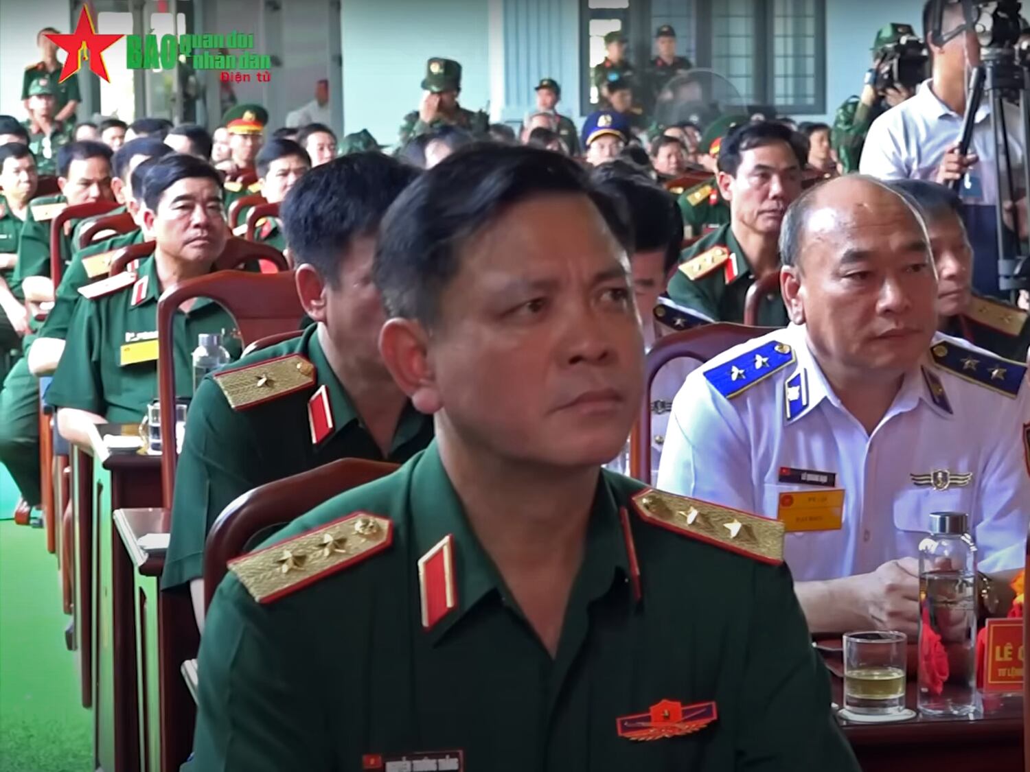 Vietnamese military personnel attend the opening of the Military Region 7 defensive combat exercise on Dec. 1, 2024 in Dong Nai province.