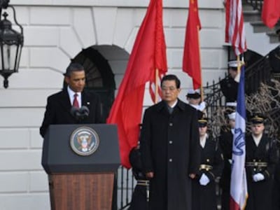 Tổng thống Obama và Chủ Tịch Hồ Cẩm Đào tại Tòa Bạch Ốc sáng 19/1/2011.