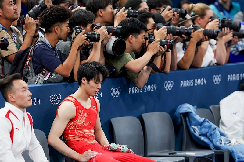 Chinese gymnast Su Weide at the Paris Olympics, July 29, 2024. (Reuters)